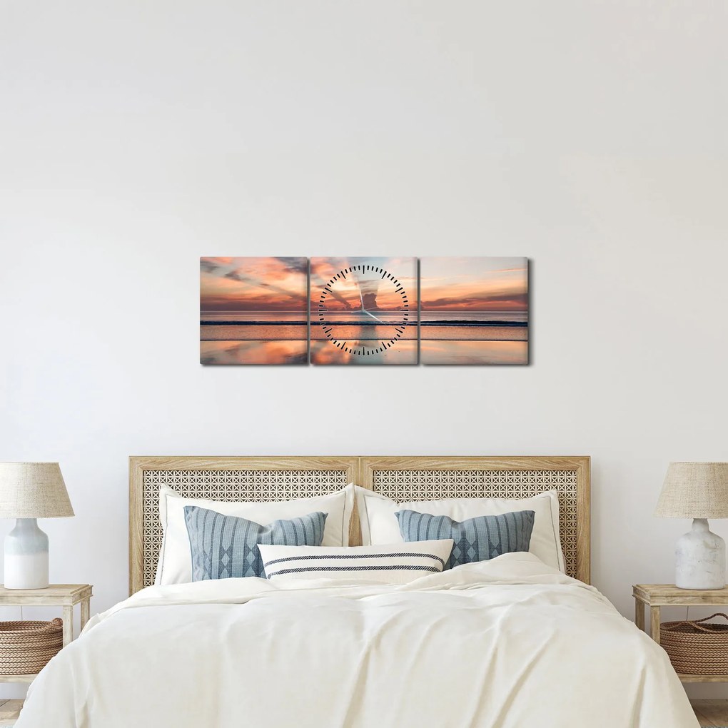 Obraz slnečných lúčov nad Daytonskú pláži (s hodinami) (90x30 cm)