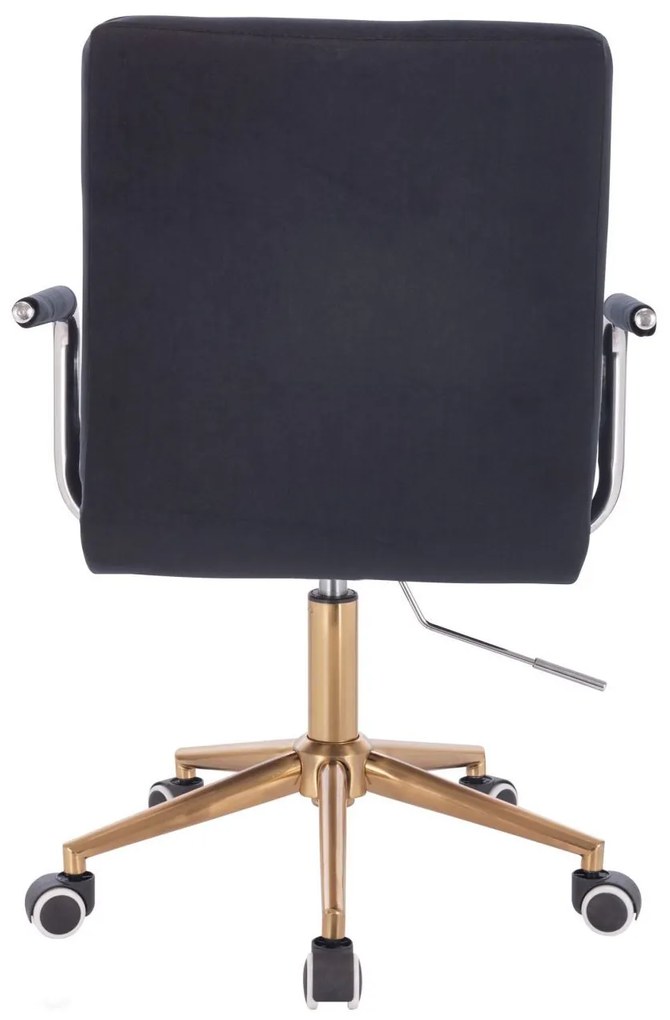 LuxuryForm DESIGN Stolička VERONA VELUR na zlatej podstave s kolieskami - čierna