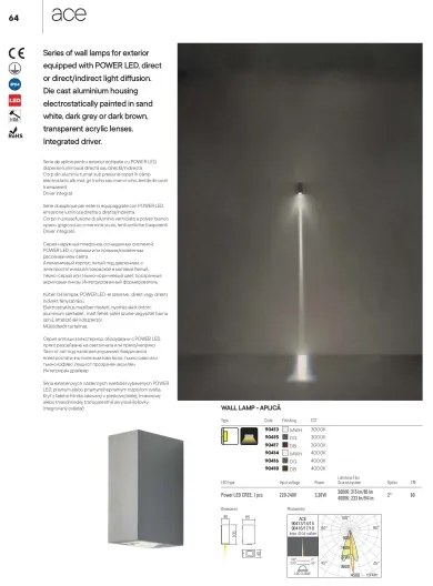 Redo 90413 - LED Vonkajšie nástenné svietidlo ACE LED/3,36W/230V 3000K IP54 biela