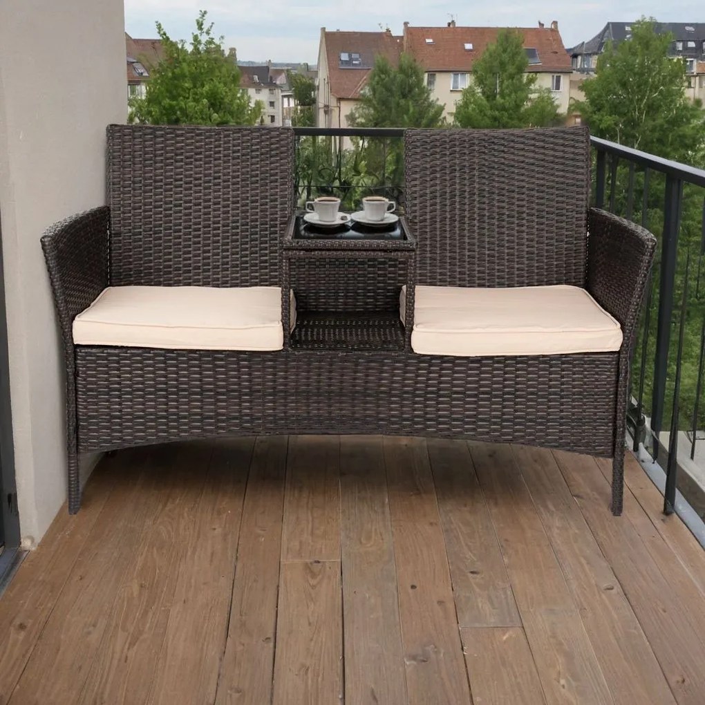 Záhradná lavica z technoratanu CORDOBA hnedá