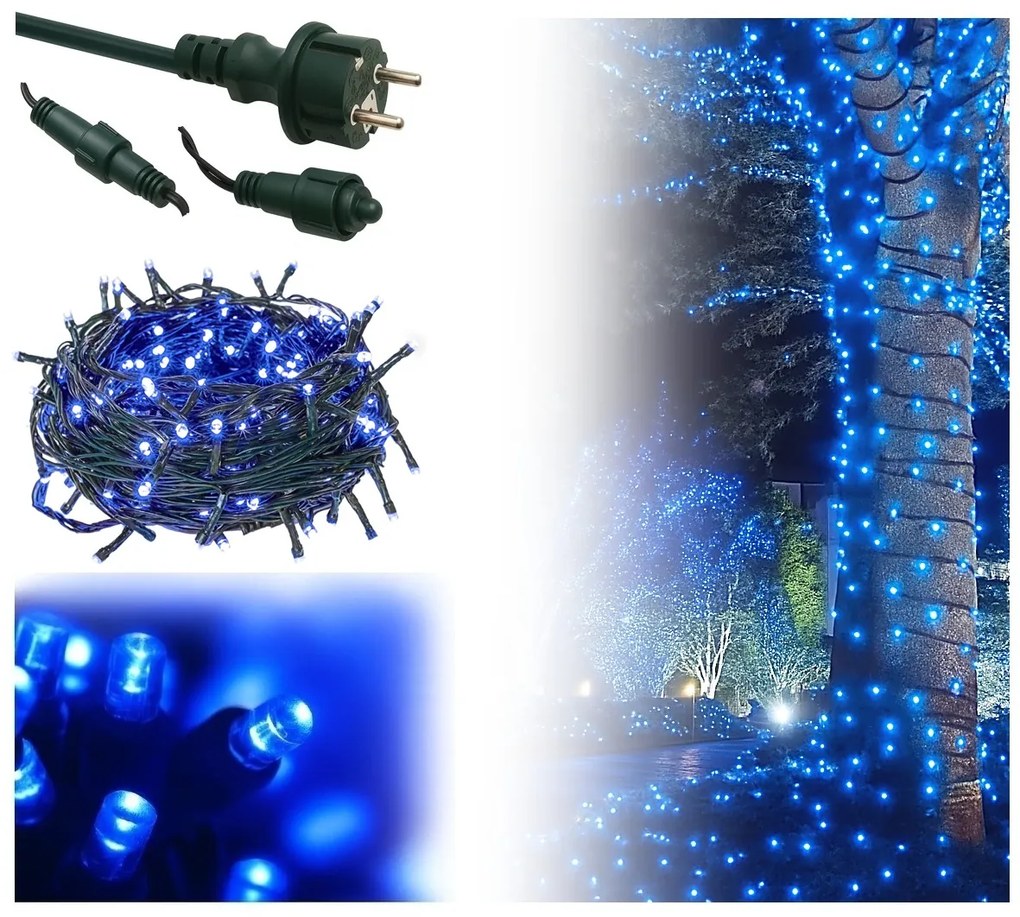 Vianočné svetielka vonkajšie FLASH modrá 1000 LED