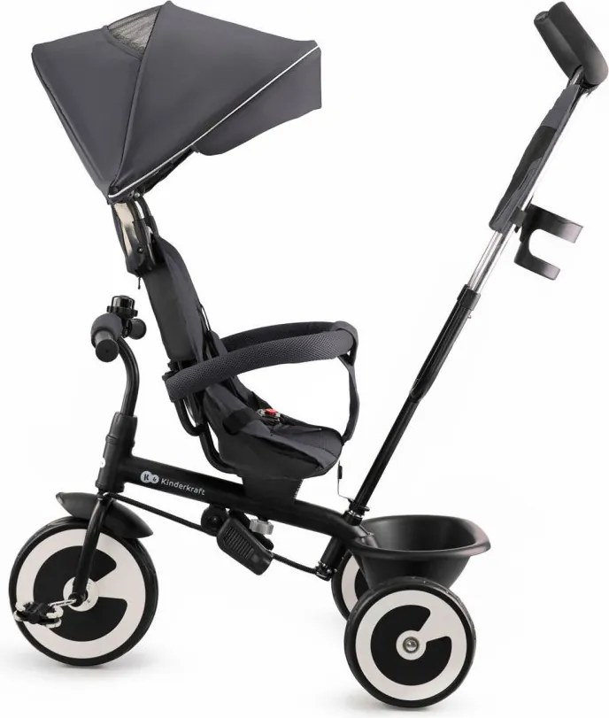 Detská trojkolka na tlačenie s otočným sedadlom ASTON – sivá