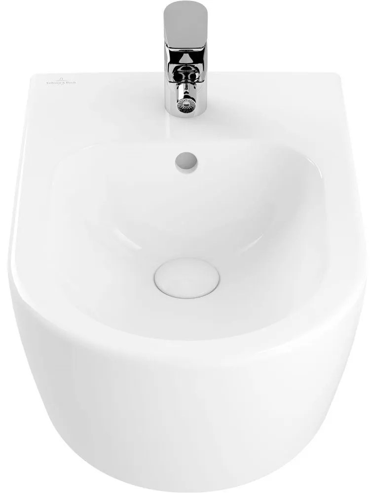 VILLEROY &amp; BOCH Avento závesný bidet s otvorom, s prepadom, 370 x 530 mm, biela alpská, s povrchom CeramicPlus, 540500R1