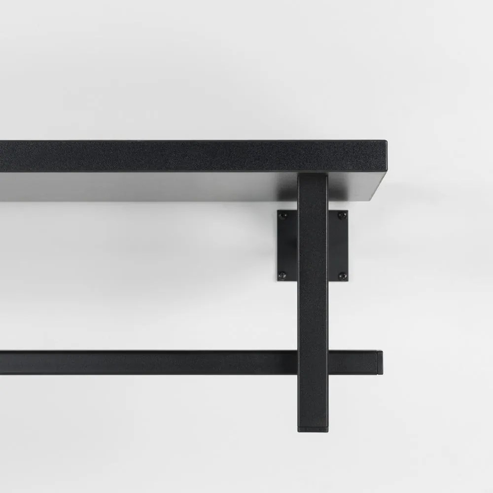 Čierny kovový nástenný vešiak s poličkou 76 cm Simplon – Spinder Design
