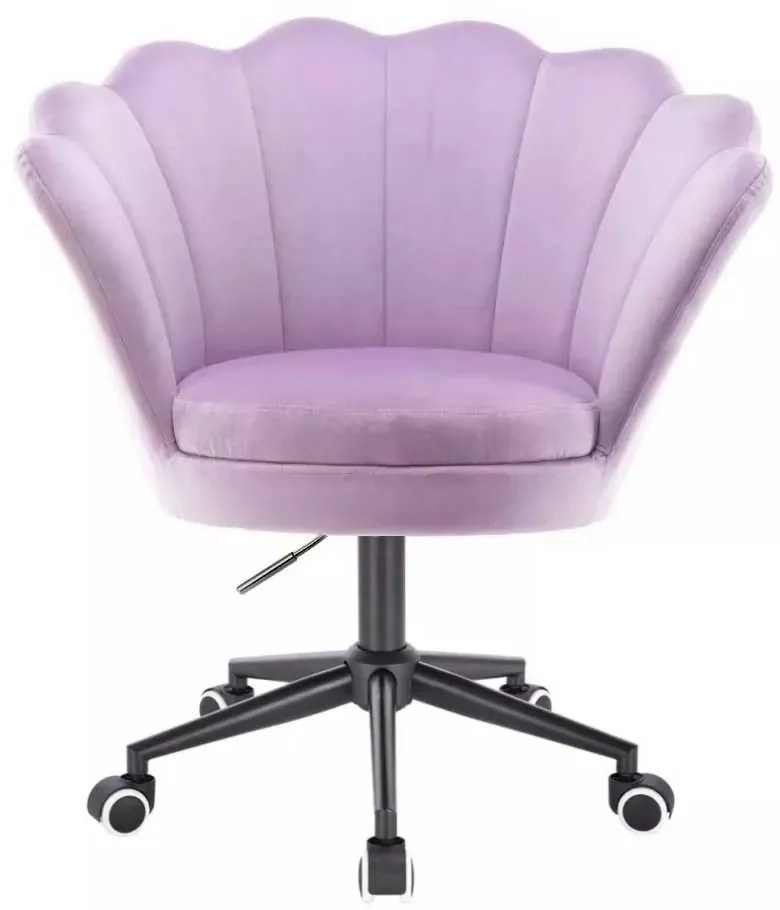 LuxuryForm DESIGN Kreslo FREY VELUR na čiernej podstave s kolieskami - levanduľa