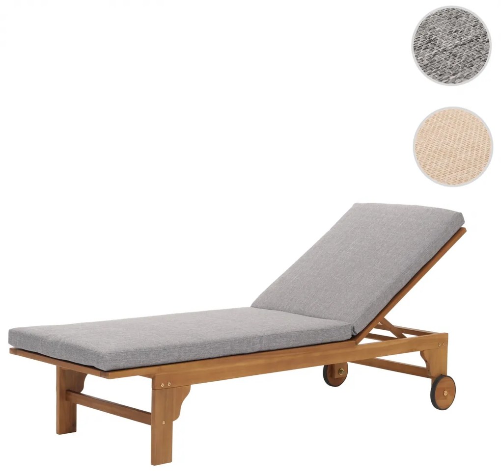 Lehátko HWC-N48, masívne akáciové drevo - vankúš krémovo-béžový