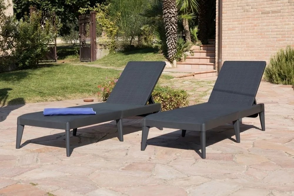 Plastové záhradné lehátko SIROLO, grafitová farba