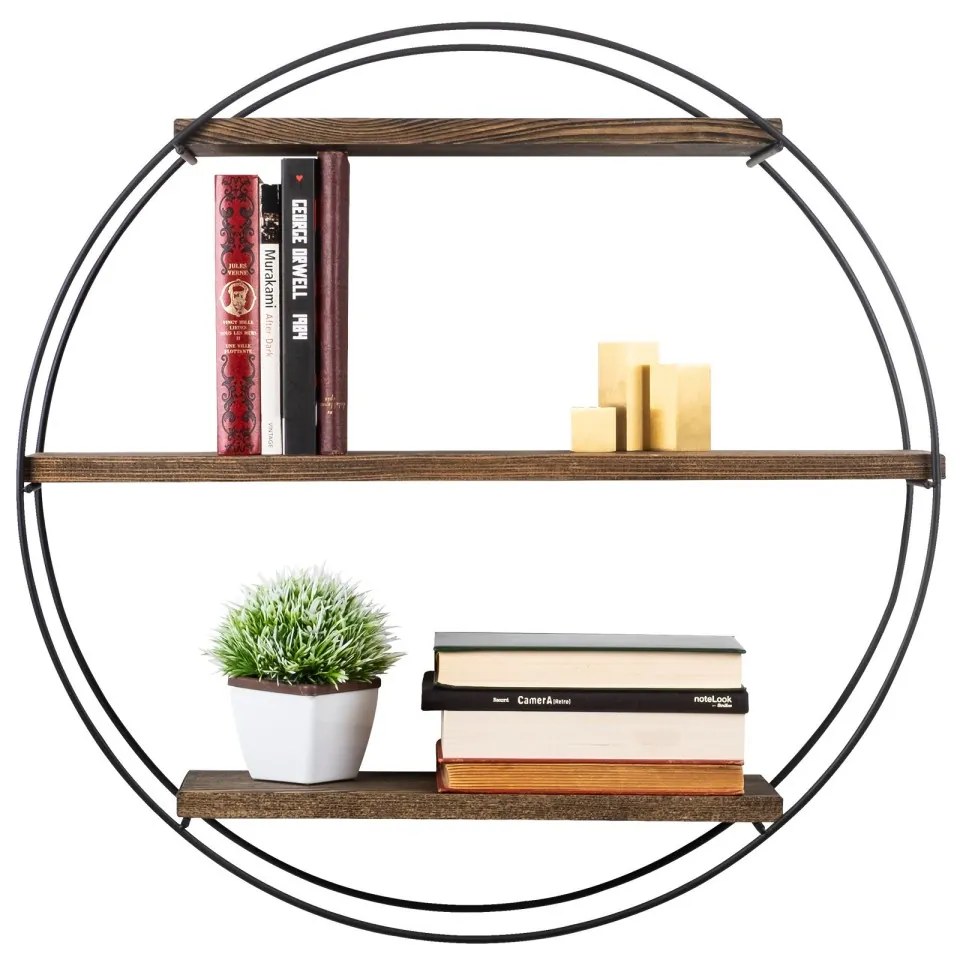 Nástenná polica Tulipa 60 cm orech americký/čierna