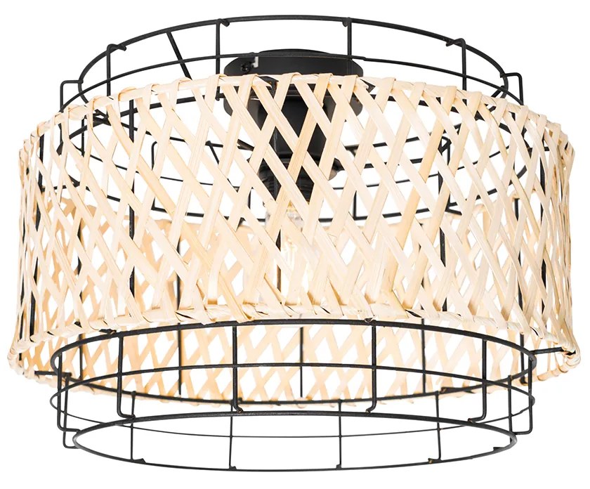Orientálne stropné svietidlo čierne s bambusom - Irena