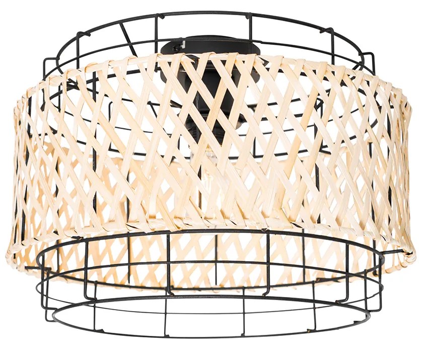 Orientálne stropné svietidlo čierne s bambusom - Irena