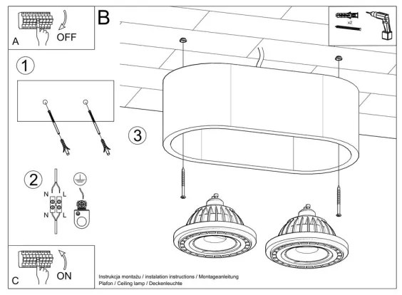 Sollux SL.0914 - Stropné svietidlo BASIC AR111 2xGU10/40W/230V buk