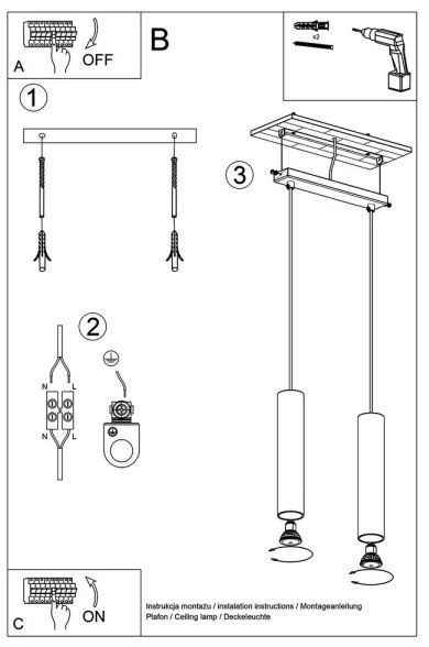 Sollux SL.0637 - Luster na lanku LINO 2xGU10/40W/230V