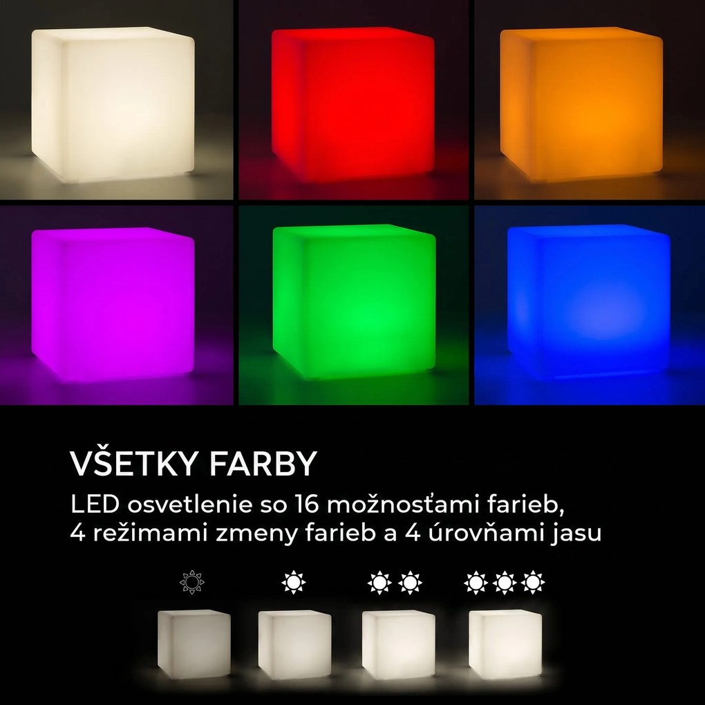 Blumfeldt Shinecube XL svietiaci kocka 40x40x40 cm 16-farebná LED 4 režimy svetla biela