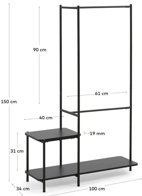 Čierny kovový set do predsiene Kave Home Galatia