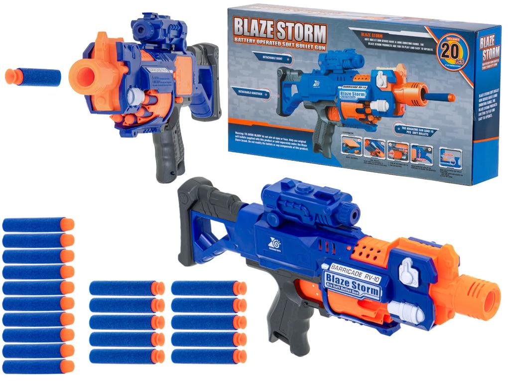 KIK Blaze Storm penová puška + zameriavač + 20 šípov modrá