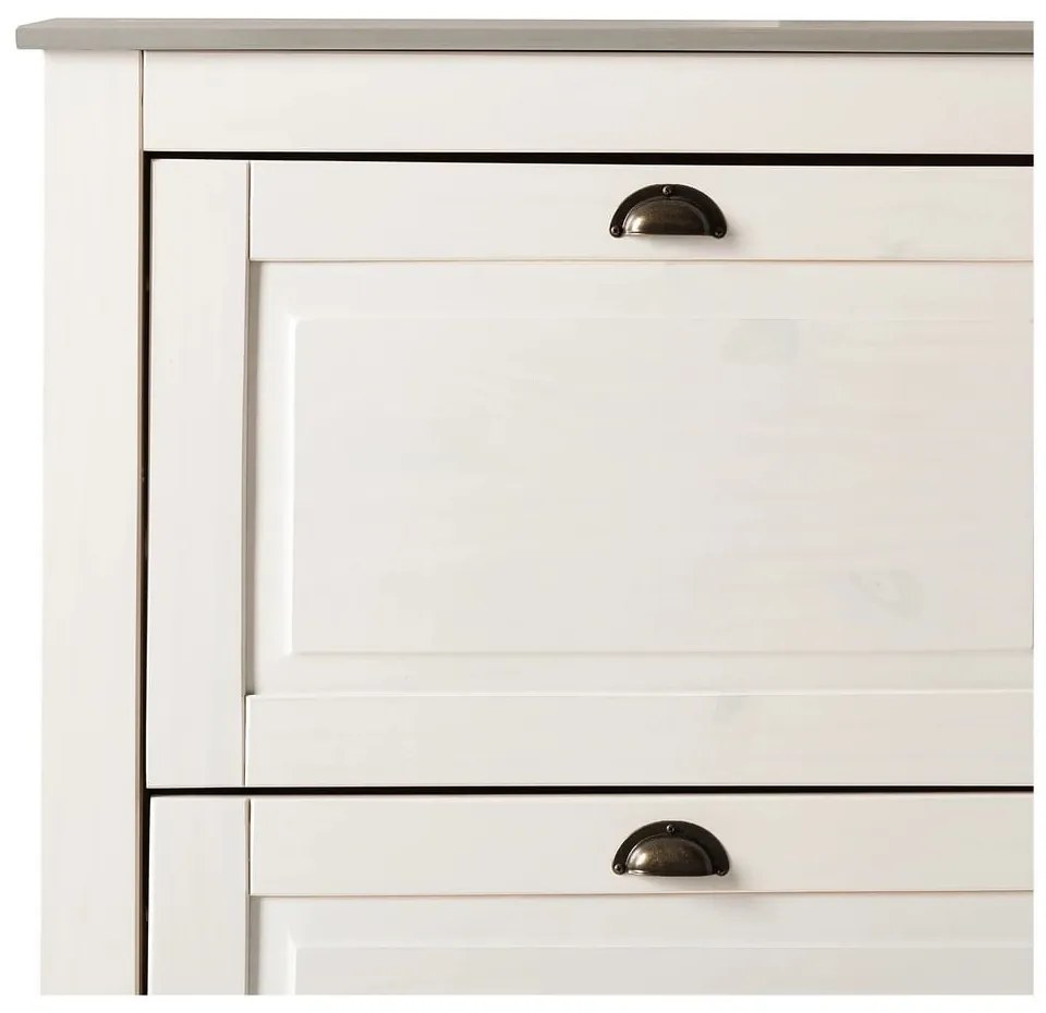 Biela výklopná skrinka na topánky z borovicového dreva Toby – Støraa