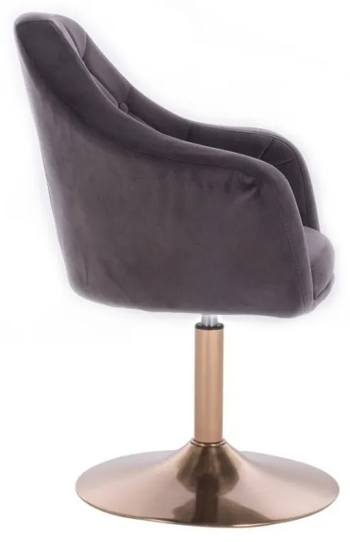 LuxuryForm DESIGN Kreslo ANDORA VELUR na zlatom tanieri - tmavo šedé