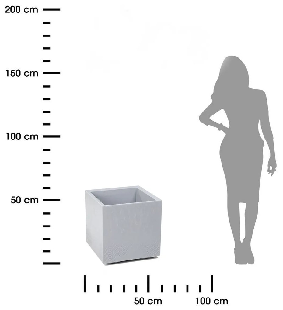 PLASTOVÝ KVETINÁČ NA KOLIESKACH BETONIQUE 40X40 CM IMITÁCIA BETÓNU SIVÁ