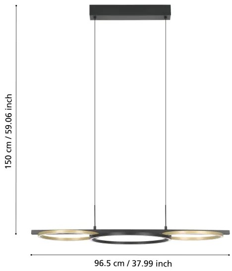 Eglo 390087-LED Stmievateľný luster na lanku LANACERA 2xLED/12,5W/230V + LED/15,5W