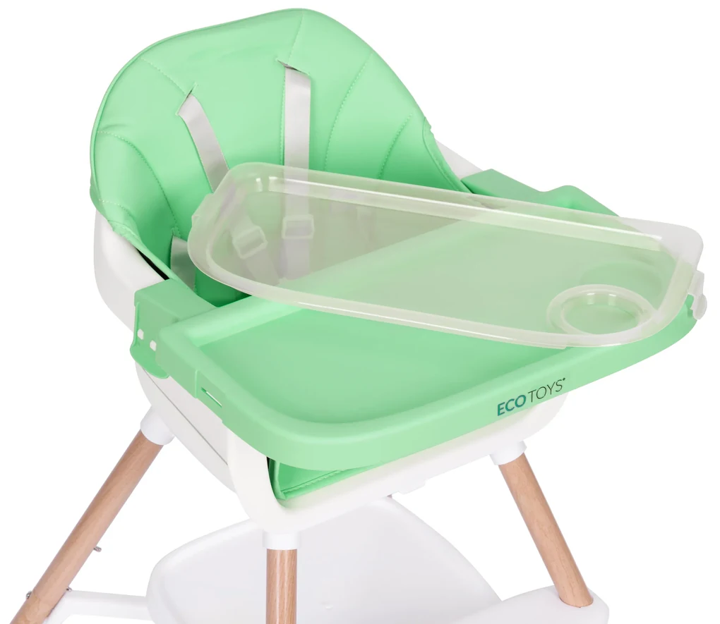 Detská stolička na kŕmenie 2v1 zelená ECOTOYS