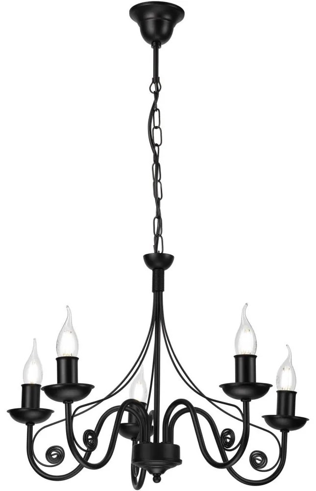 Luster na reťazi DONATO 5xE14/40W/230V čierna