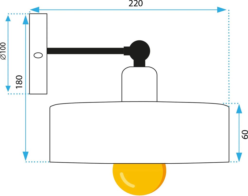 Toolight Toolight, nástenné svietidlo 1xE27 APP1332-1W, čierna-zlatá, OSW-00948