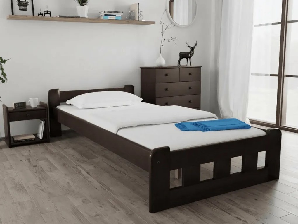 Posteľ Naomi zvýšená 90 x 200 cm, orech Rošt: Bez roštu, Matrac: Matrac DELUXE 10 cm