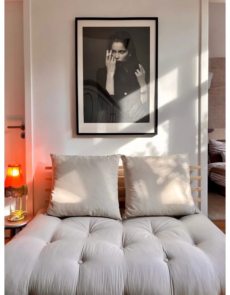 Rozkladacia pohovka s modrým poťahom Karup Design Shin Sano Natural/Petrol Blue