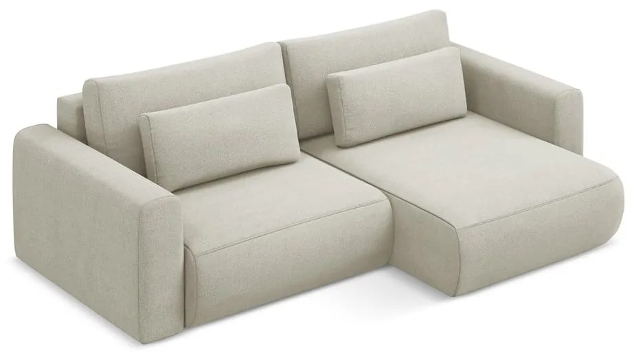 Béžová rozkladacia/s úložným priestorom rohová pohovka (pravý roh/s leňoškou) Kapua – Makamii