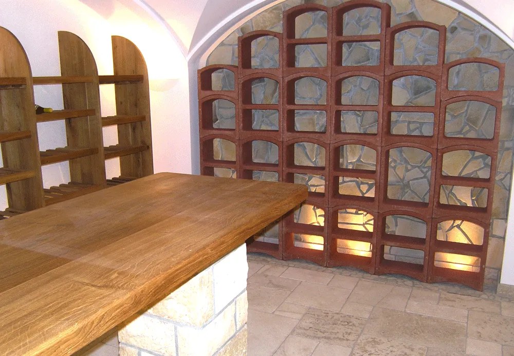 Regál na víno Bloc Cellier - 2/3 červený (hluboký), kapacita fliaš: 12