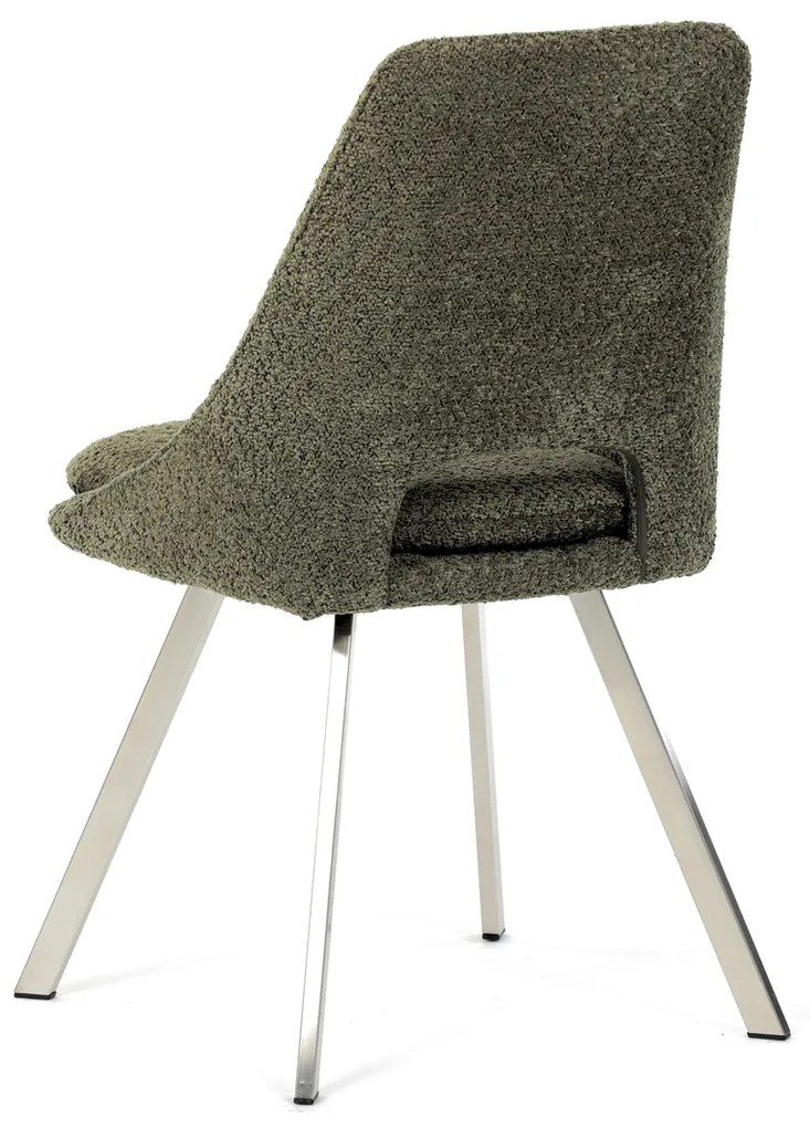 Autronic - Židle jídelní, zelená látka, kovové nohy, broušená nerez. - DCL-W1174 GRN2