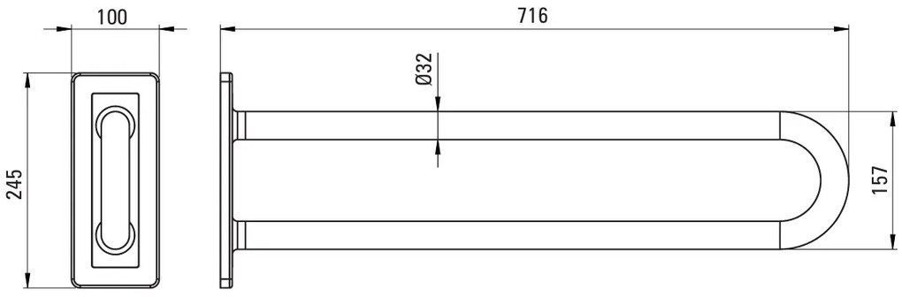 Deante Lehnen, nástenné držadlo 70cm, oceľová-antracitová, DEA-NIL_042S