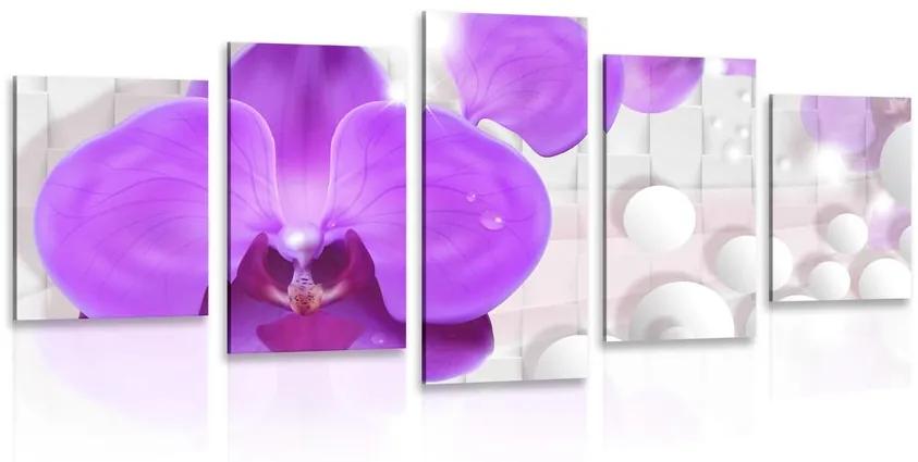 5-dielny obraz orchidea na abstraktnom pozadí Varianta: 200x100