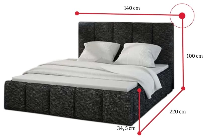 Čalúnená posteľ HEDVIKA, 140x200 cm, ontario 75