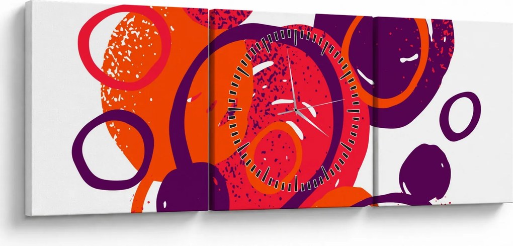 Obraz - Motív s kruhmi v teplých farbách (s hodinami) (90x30 cm)