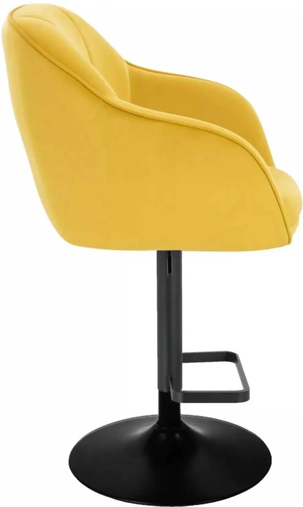 LuxuryForm DESIGN Barová stolička AVOLA VELUR na čiernom tanieri - žltá