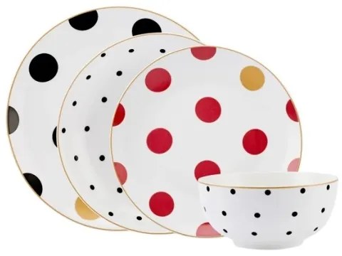 24-dielna pestrofarebná jedálenská súprava z porcelánu