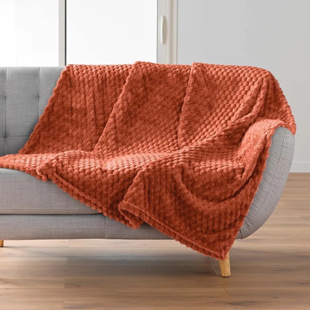 Deka z mikroflanelu v terakotovej farbe 125x150 cm Mini Frosty – douceur d'intérieur