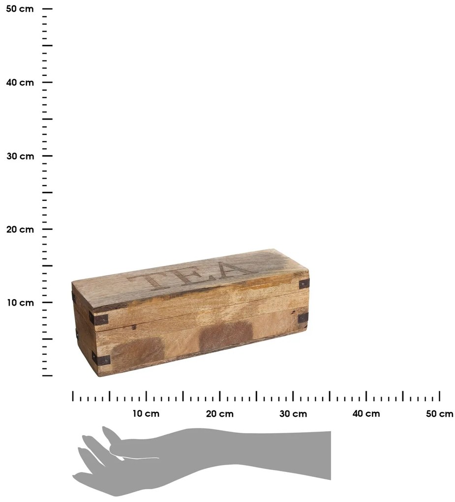 Drevený organizér na čaj Mango Wood, 32x10x9,5 cm