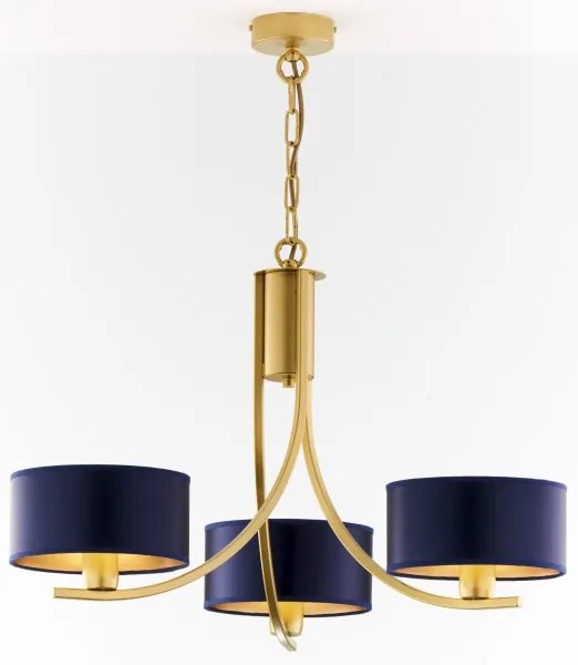 Jupiter 2093 - Luster na reťazi ARTHUR 3xE27/15W/230V modrá/zlatá