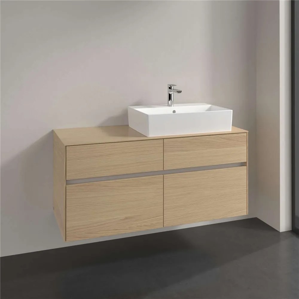 VILLEROY &amp; BOCH Collaro závesná skrinka pod umývadlo na dosku (umývadlo vpravo), 4 zásuvky, 1200 x 500 x 548 mm, Nordic Oak, C13000VJ