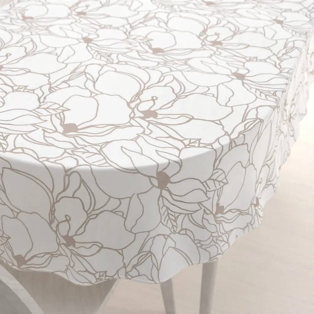 Biante Bavlnený oválny obrus Sandra SA-268 Béžové designové kvety na bielom 100x160 cm