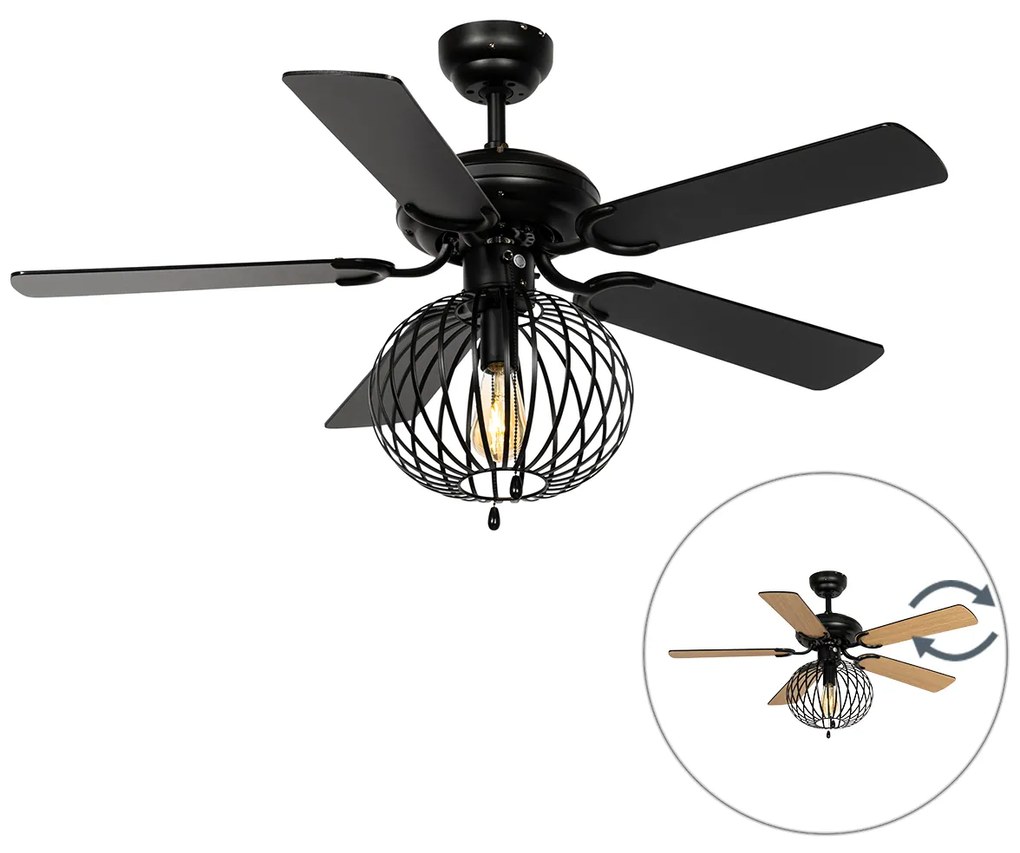 Čierny stropný ventilátor s ťahovým vypínačom - Mistral Johanna