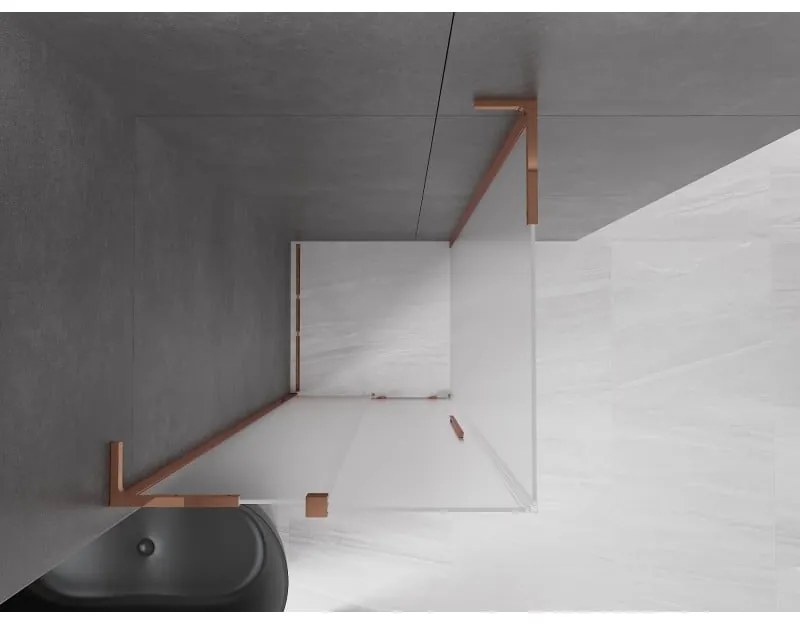 Mexen Velar L, sprchový kút s posuvnými dverami 90 x 90 cm, 8mm sklo námraza, ružové zlato, 871-090-090-33-60