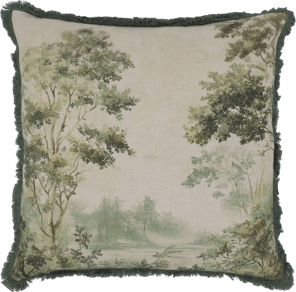 Obliečka na vankúš Aix s botanickým motívom a strapcami – 50*50 cm