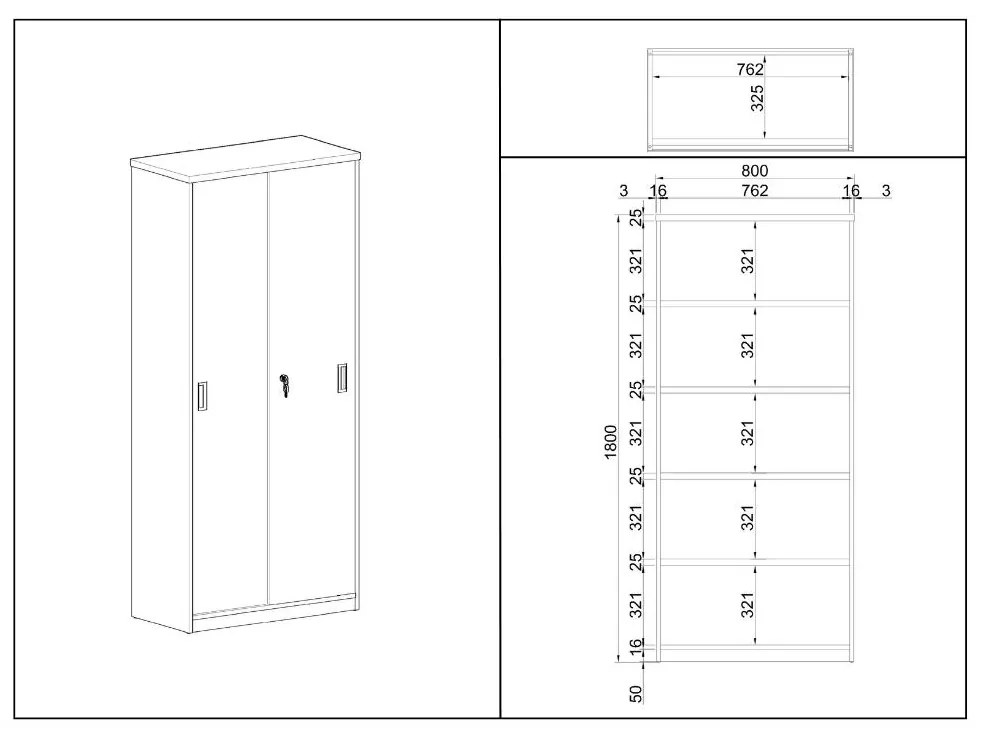 Vysoká skriňa SimpleOffice 80 x 40 x 180 cm, breza
