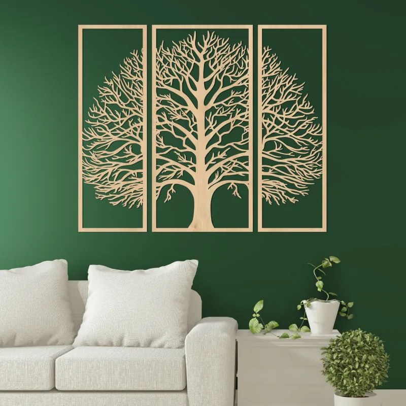 Drevený obraz Strom života, 3-dielny drevený obraz | SENTOP HDF0179-akcia20
