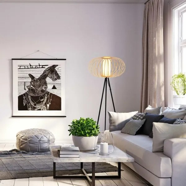 Briloner 1759011 - Stojacia lampa 1xE27/10W/230V bambus/čierna