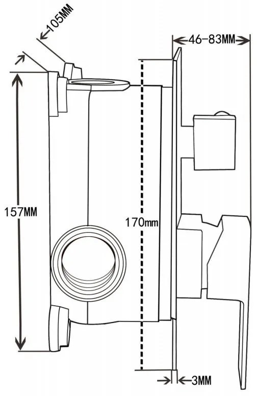 Mexen Uno DR45, podomietková sprchová zostava s dažďovou sprchou + Box, čierna, 71435DR45-70
