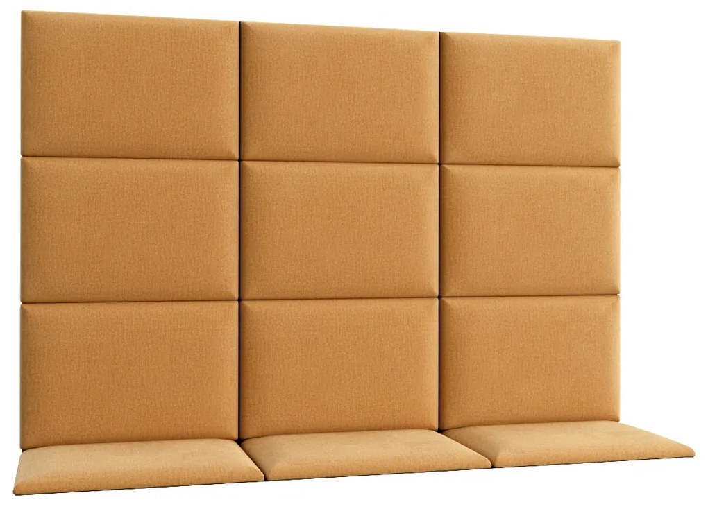 Set 12 čalúnených panelov Quadra 180x120 cm (horčicová). Akcia -20%. Vlastná spoľahlivá doprava až k Vám domov. 1051991